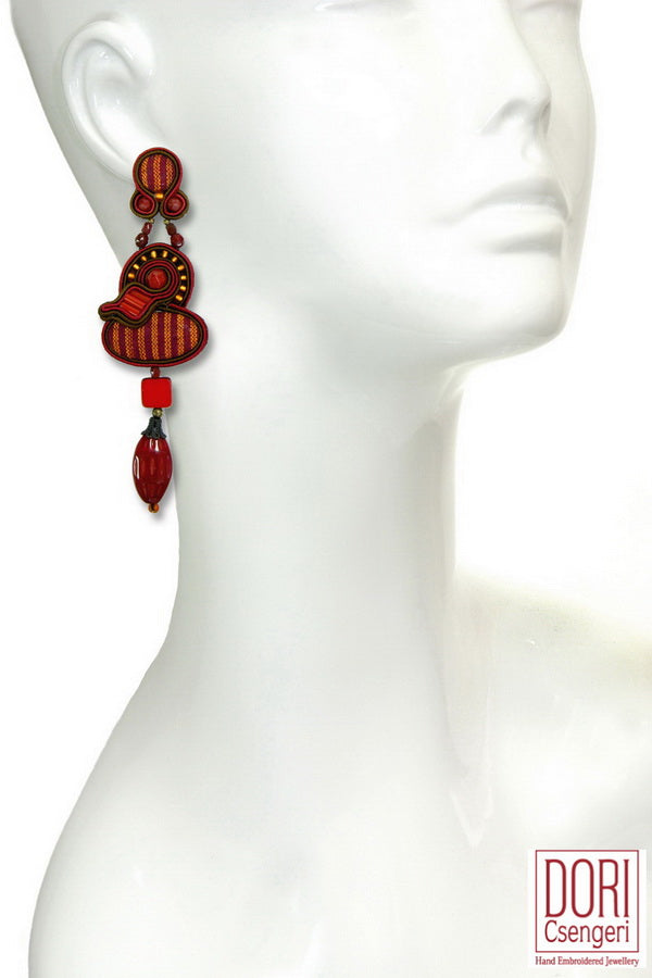 Stripes bordo Showy Earrings