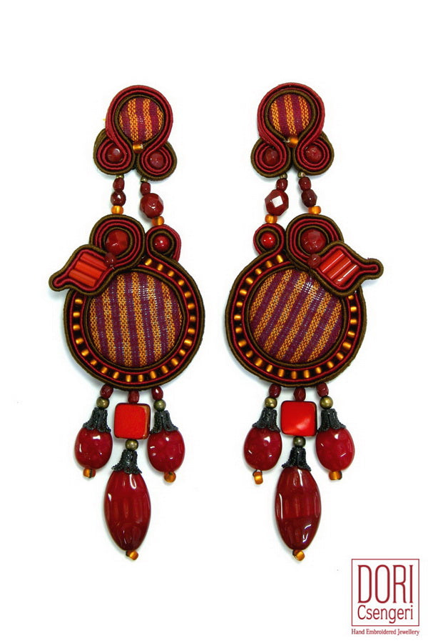 Stripes bordo Showy Earrings