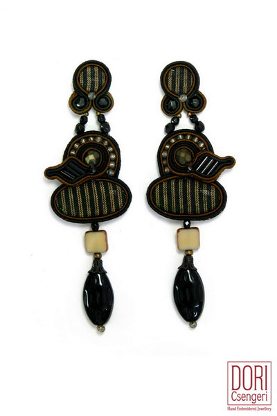 Stripes Black Dressy Earrings