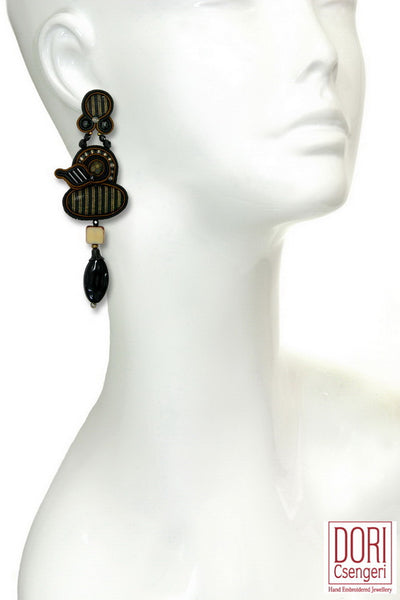 Stripes Black Dressy Earrings