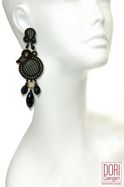 Stripes Black Showy Earrings