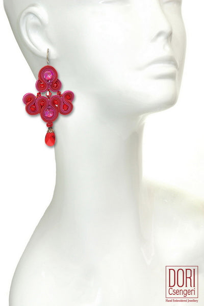 Vivid Red Statement Earrings