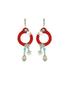 Hamsa Red String Hoop Earrings, Silver Hands
