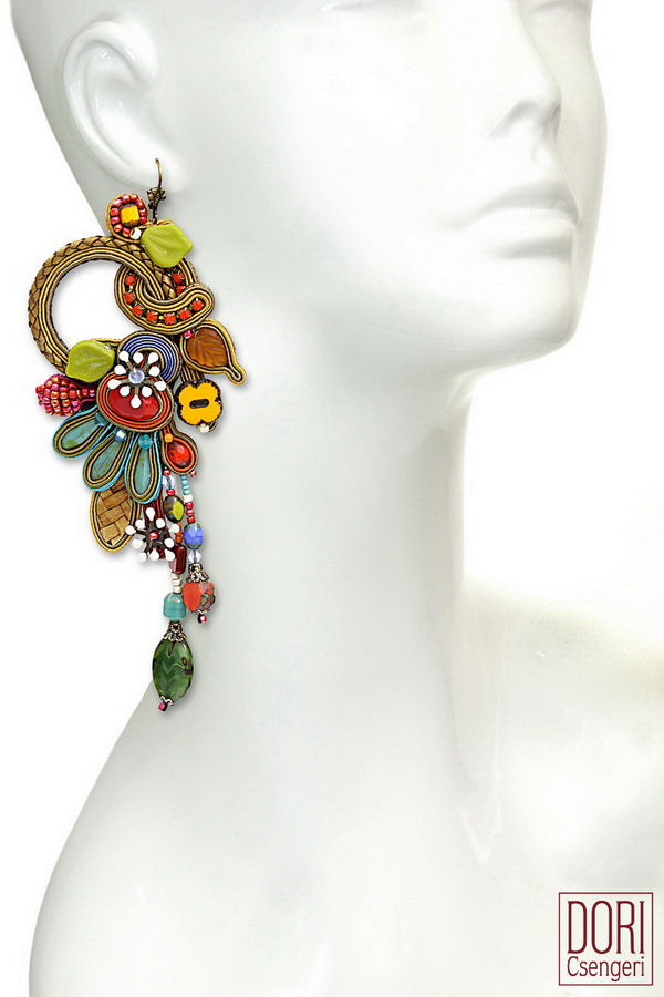 Collectable Naive Art Hoop & Dangles Earrings